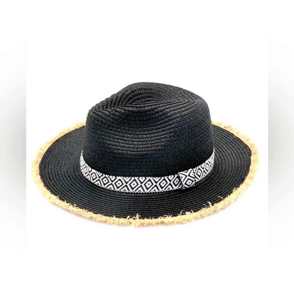 Raw Edge Aztec Straw Hat - Picture 3 of 3